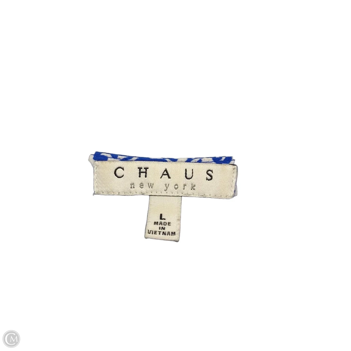 Top 3/4 Sleeve By Chaus In Blue & White, Size: L