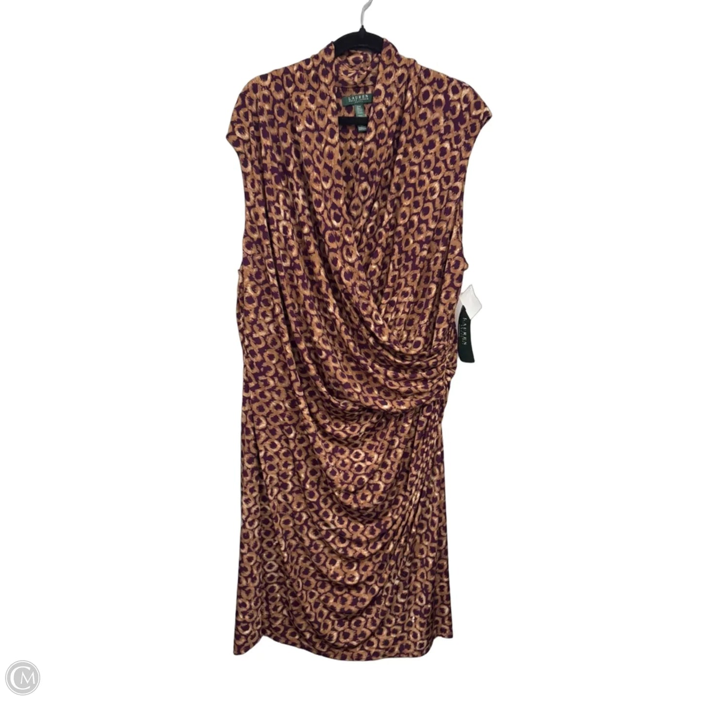 Dress Casual Midi By Lauren By Ralph Lauren In Purple & Tan, Size: 3x