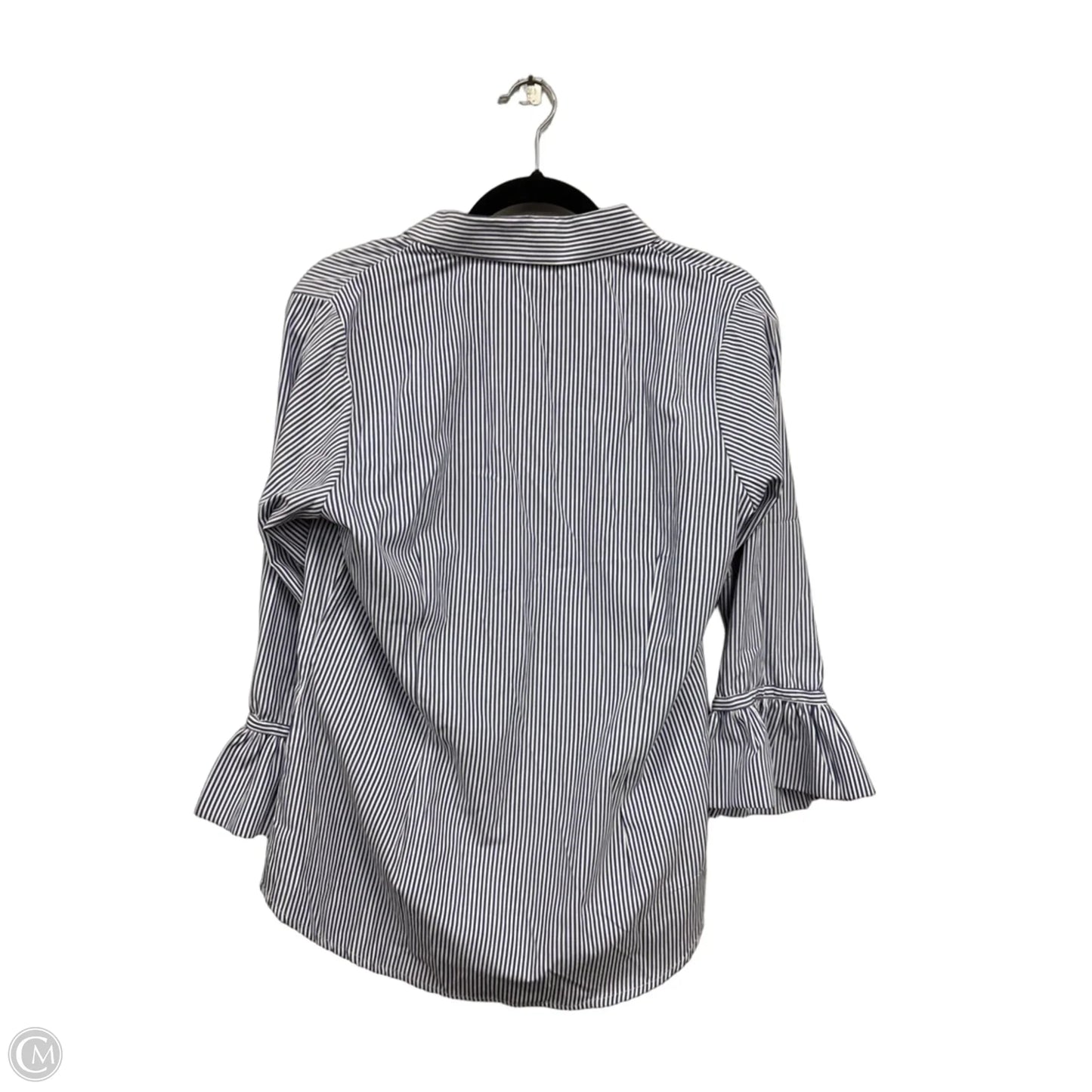 Top 3/4 Sleeve By Gretchen Scott In Blue & White, Size: L