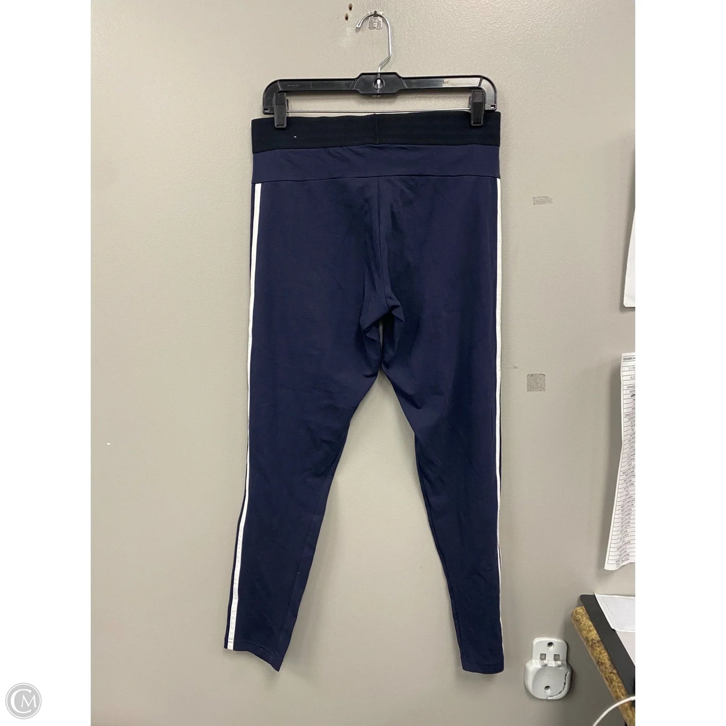 Athletic Leggings By Adidas In Blue & White, Size: L