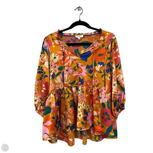 Top 3/4 Sleeve By Umgee In Orange & Pink, Size: M