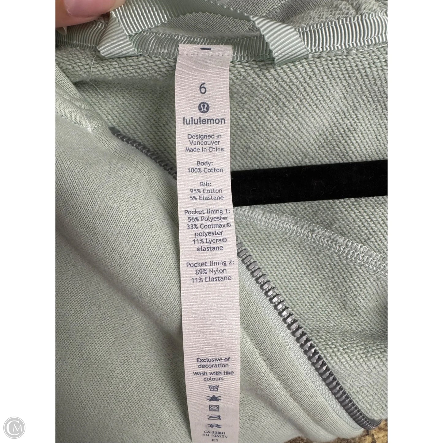 Athletic Sweatshirt Hoodie By Lululemon In Green, Size: 6