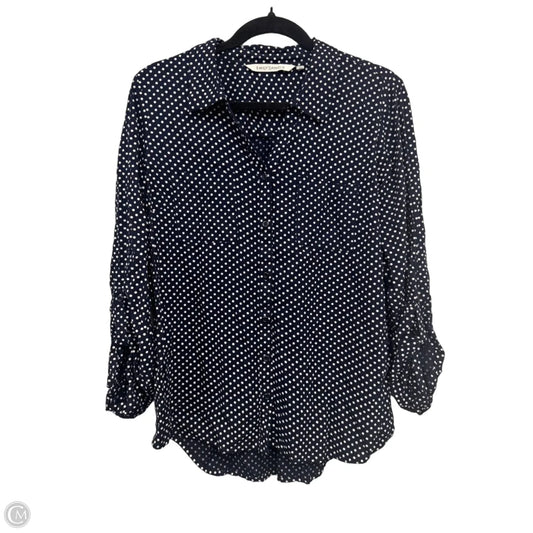 Top 3/4 Sleeve By Emily Daniels In Blue & White, Size: Xl