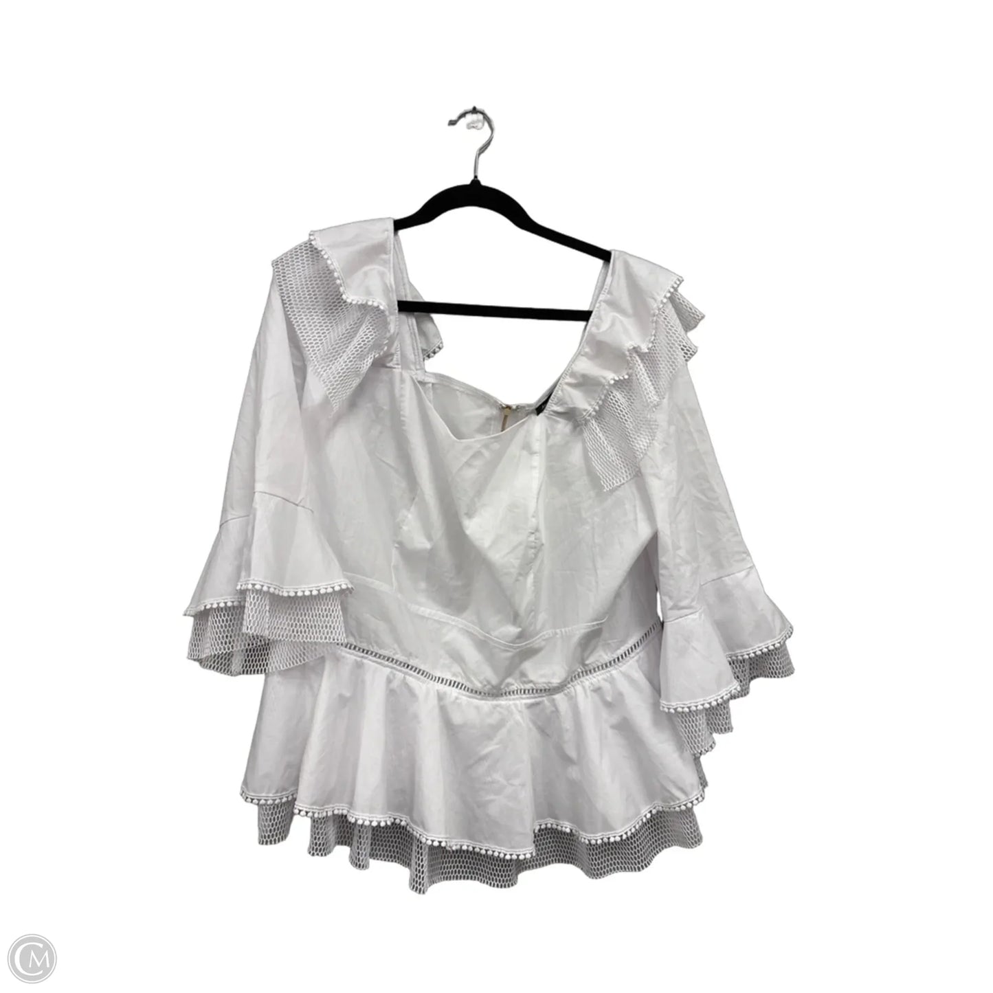 Top 3/4 Sleeve By Ashley Stewart In White, Size: 16