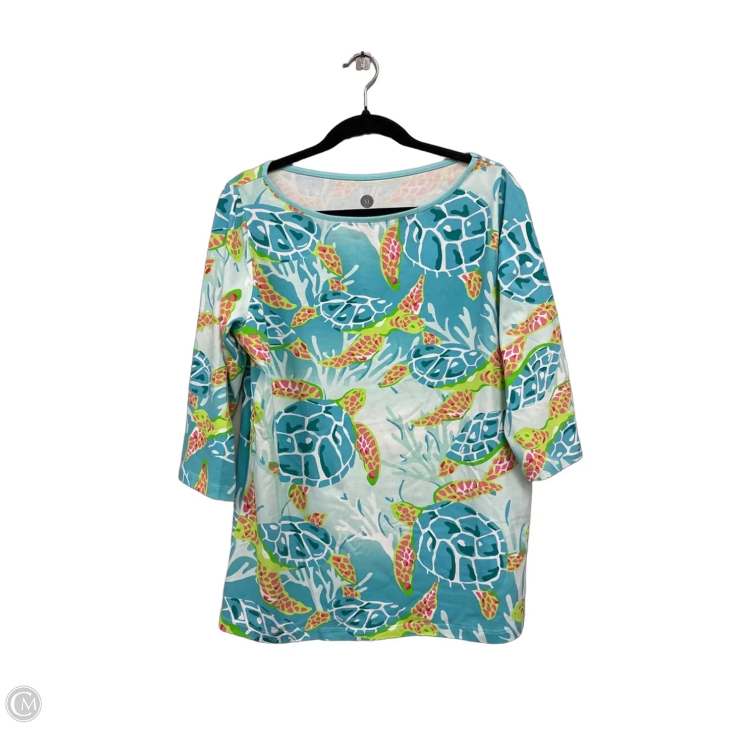 Top 3/4 Sleeve By Clothes Mentor In Blue & Green, Size: Xl