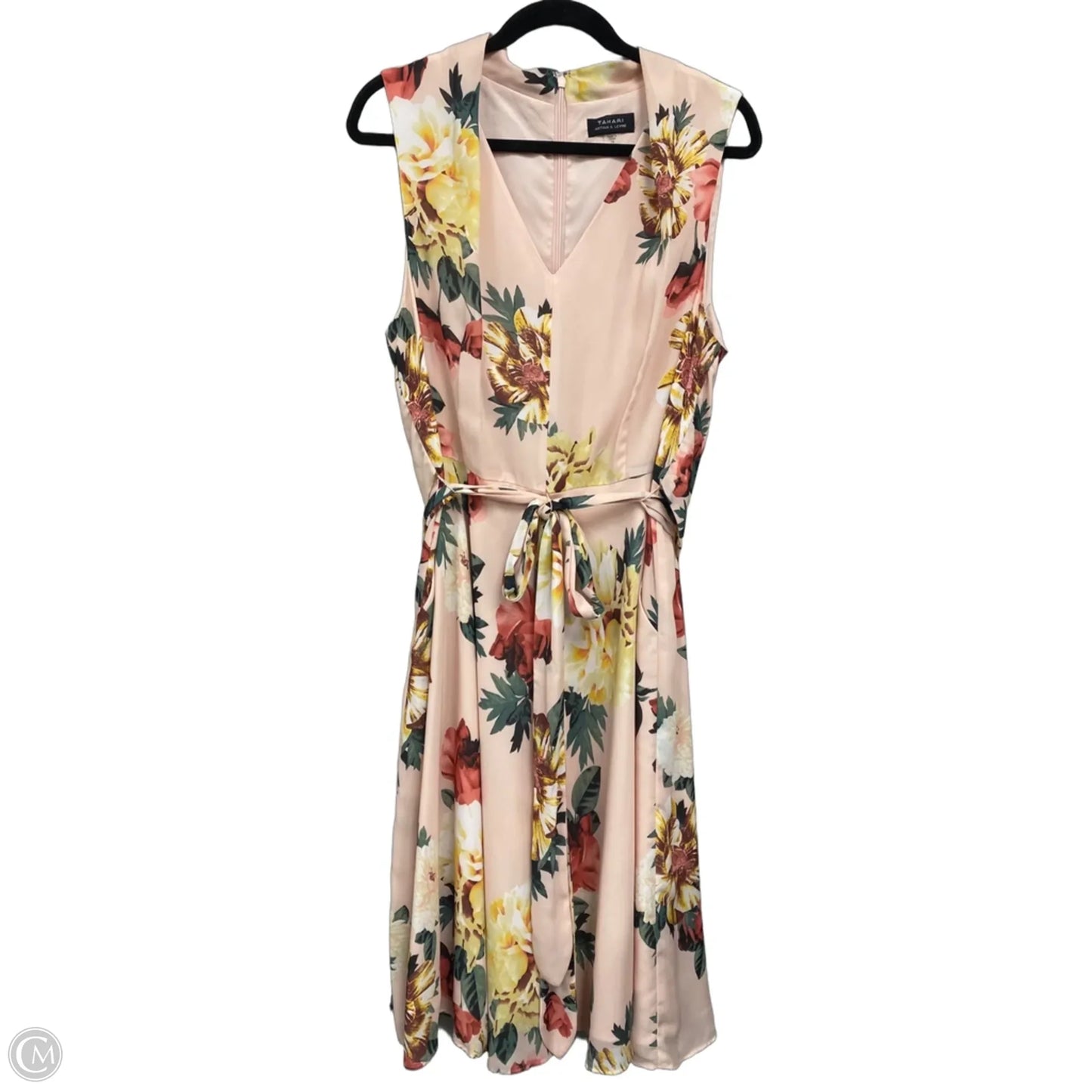 Dress Casual Midi By Tahari In Green & Pink, Size: 16