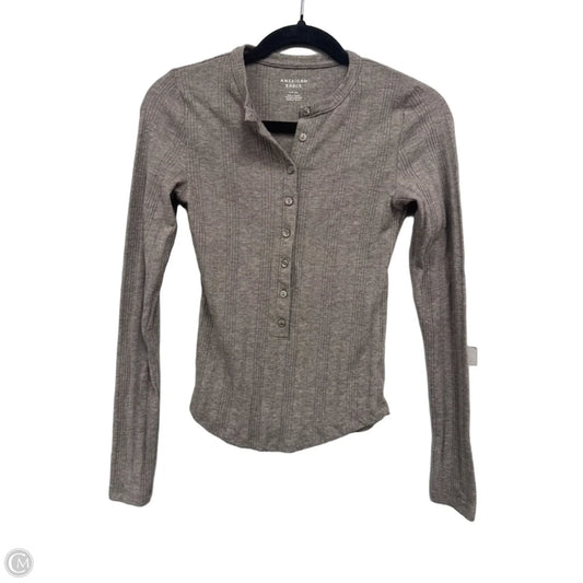 Top Long Sleeve Basic By American Eagle In Tan, Size: S