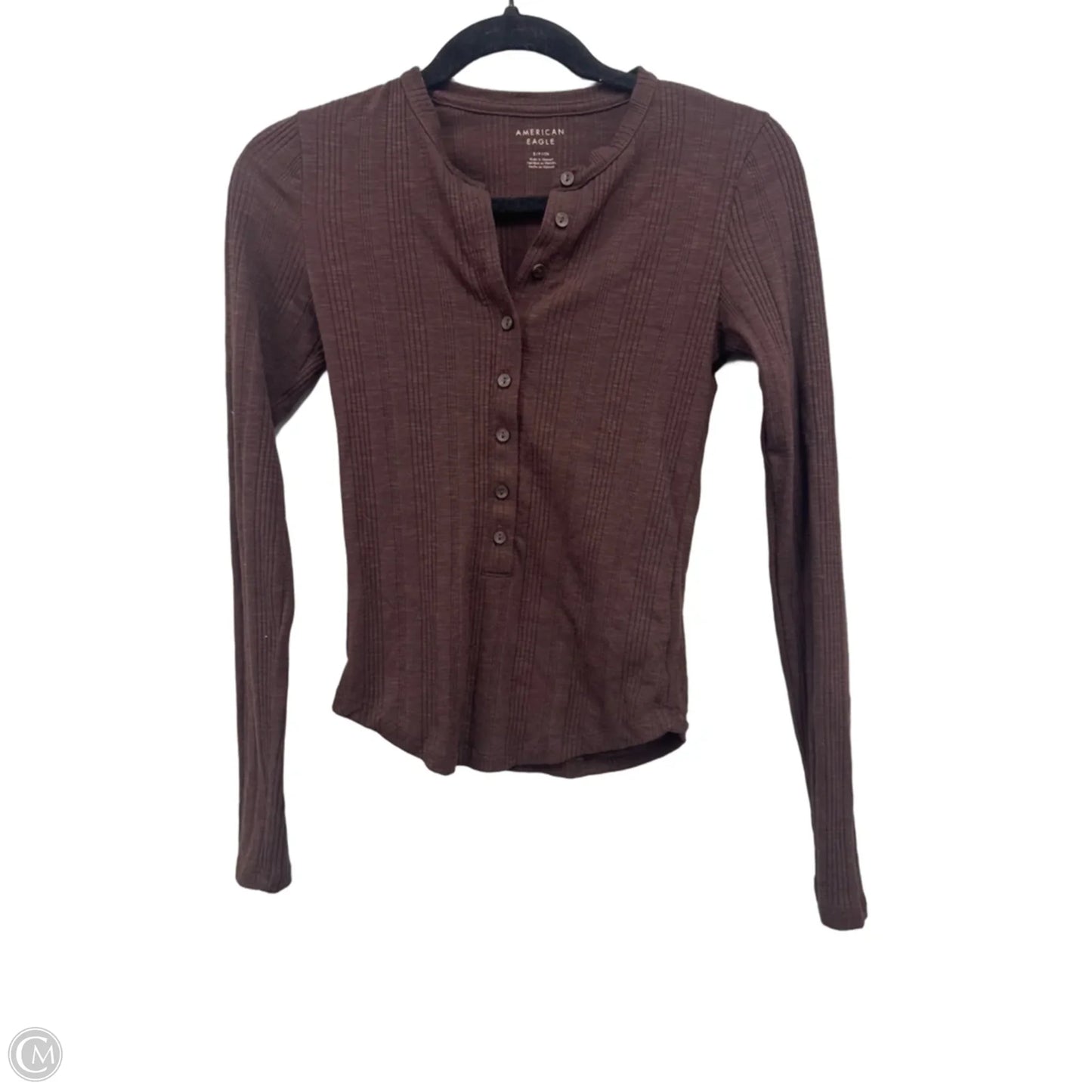 Top Long Sleeve Basic By American Eagle In Brown, Size: S
