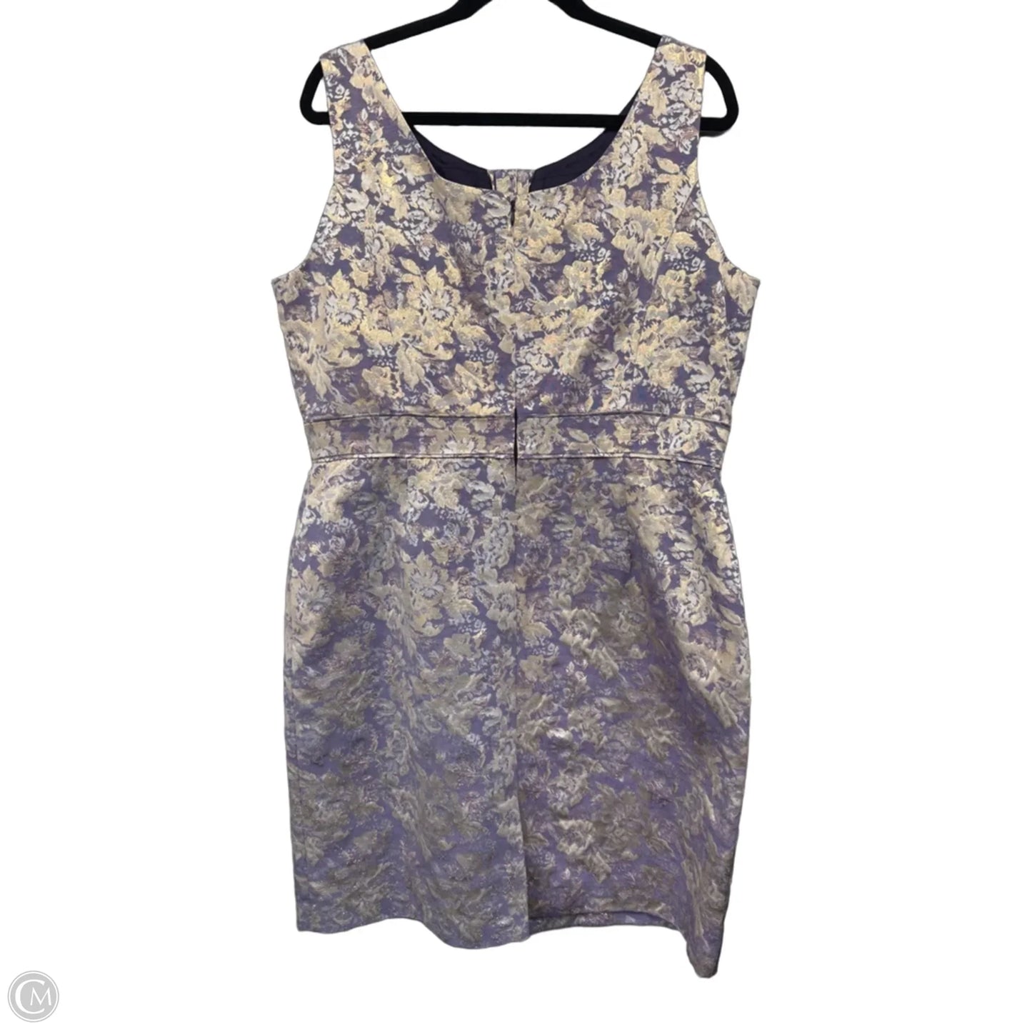 Dress Casual Midi By Tahari In Gold & Purple, Size: 16