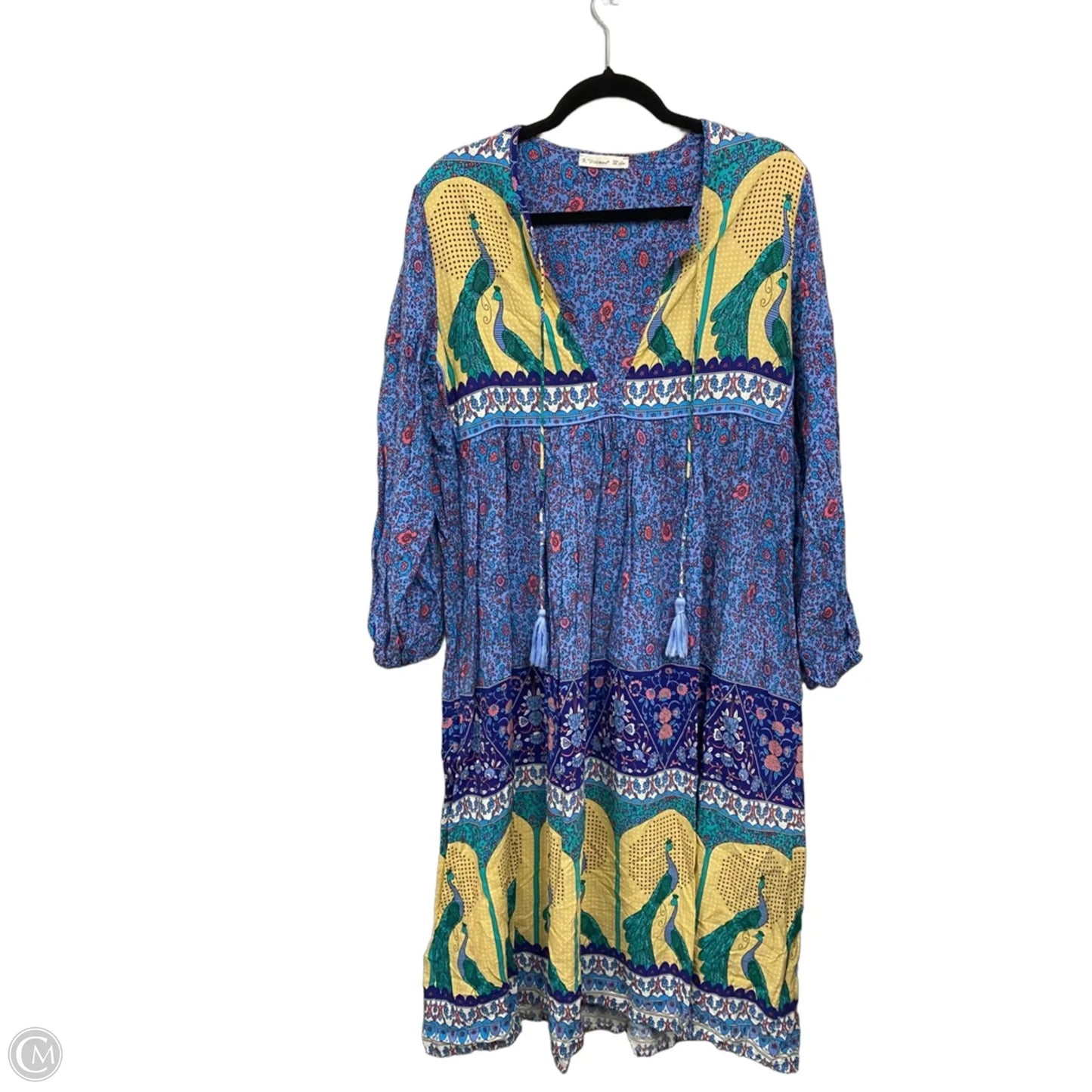 Dress Casual Midi By Clothes Mentor In Blue & Yellow, Size: L