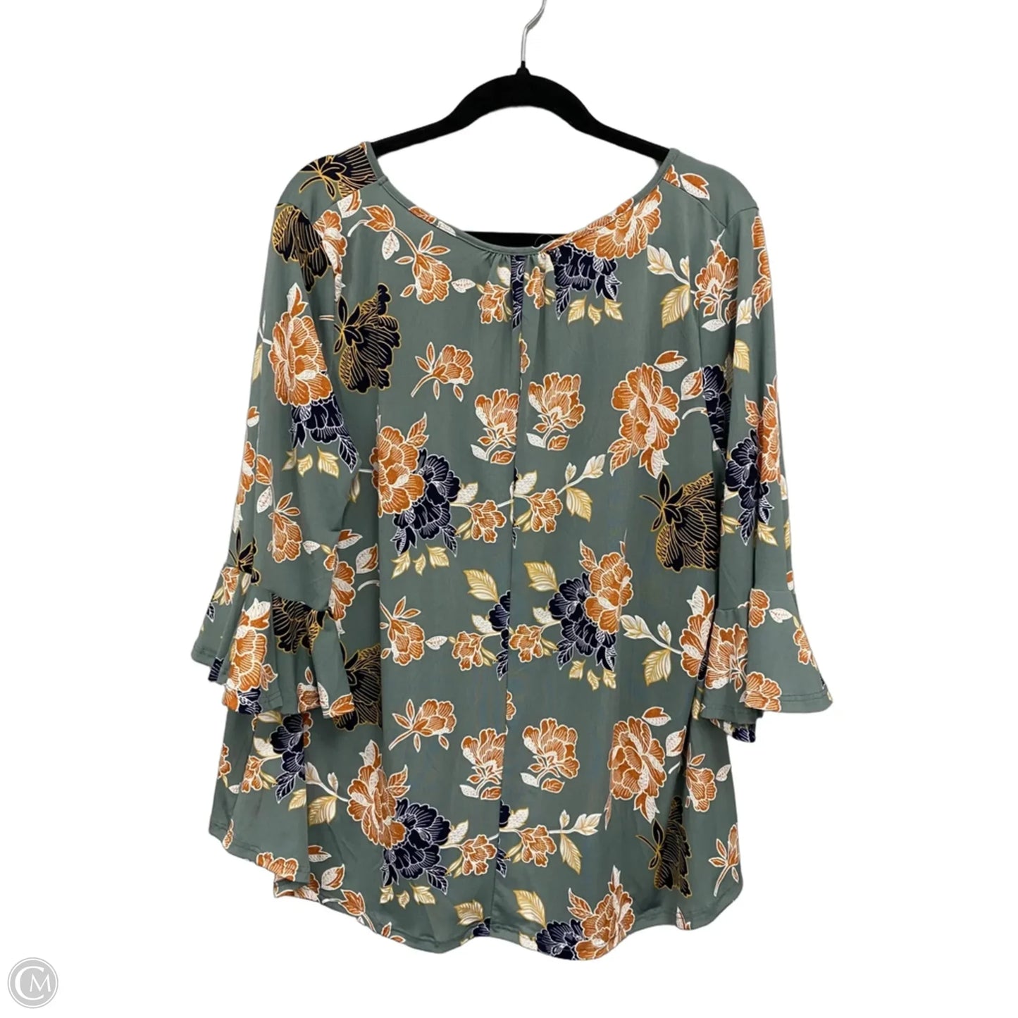 Top 3/4 Sleeve By Clothes Mentor In Green & Orange, Size: 2x