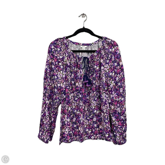 Top Long Sleeve By Crown And Ivy In Pink & Purple, Size: 1x