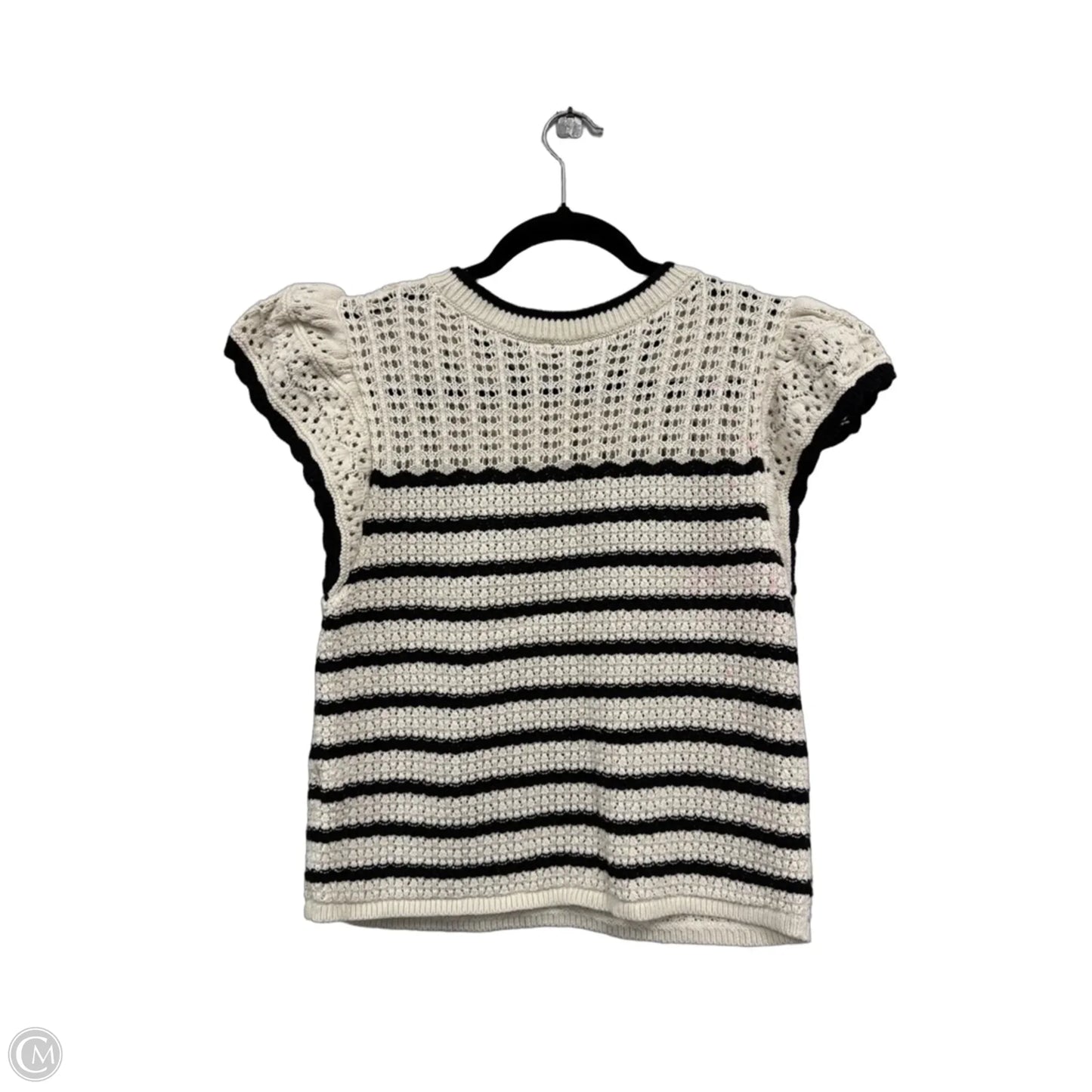 Sweater Short Sleeve By Gap In Black & Cream, Size: M