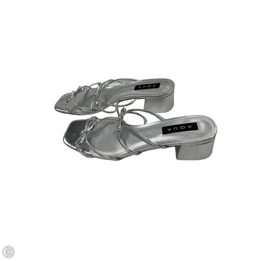 Sandals Heels Block By Aqua In Silver, Size: 10
