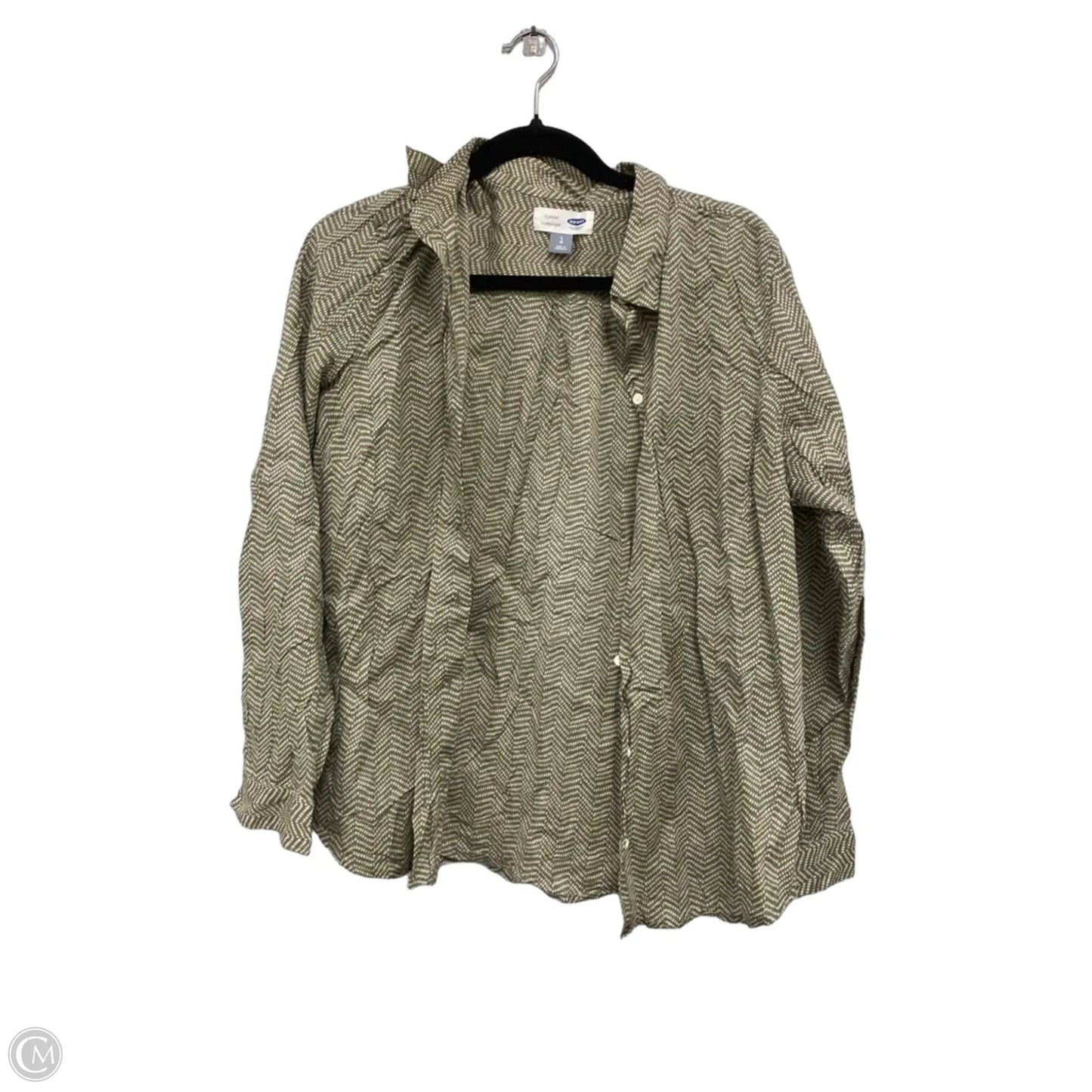 Top Long Sleeve By Old Navy In Green & White, Size: L