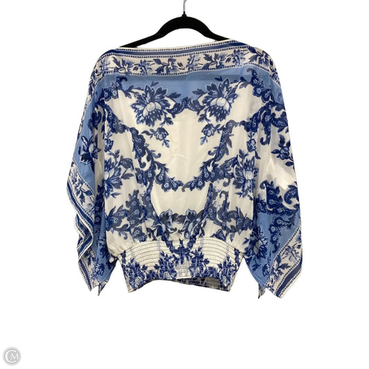 Top 3/4 Sleeve By Max Studio In Blue & White, Size: L