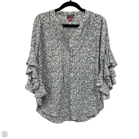Top 3/4 Sleeve By Vince Camuto In Blue & Cream, Size: M