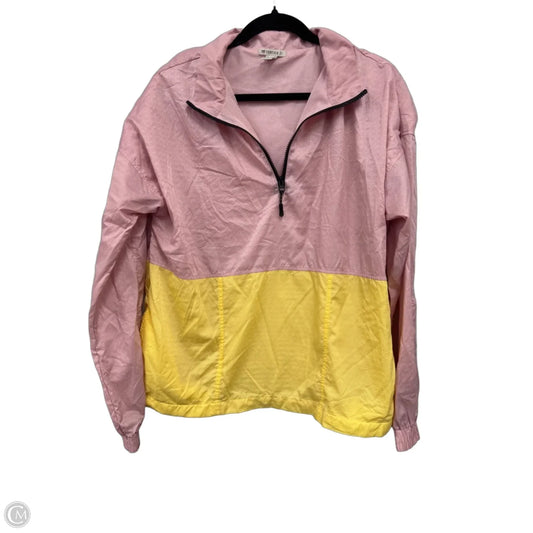 Jacket Windbreaker By Forever 21 In Pink & Yellow, Size: M