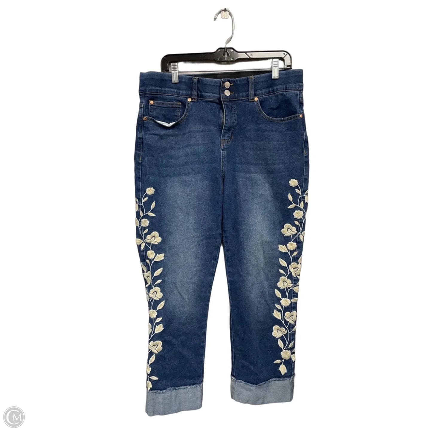 Jeans Straight By Clothes Mentor In Blue & Tan, Size: 14