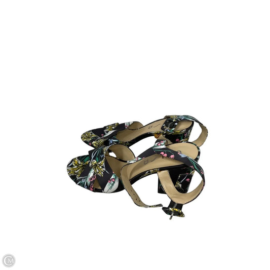 Sandals Heels Block By Unisa In Black & Yellow, Size: 8.5