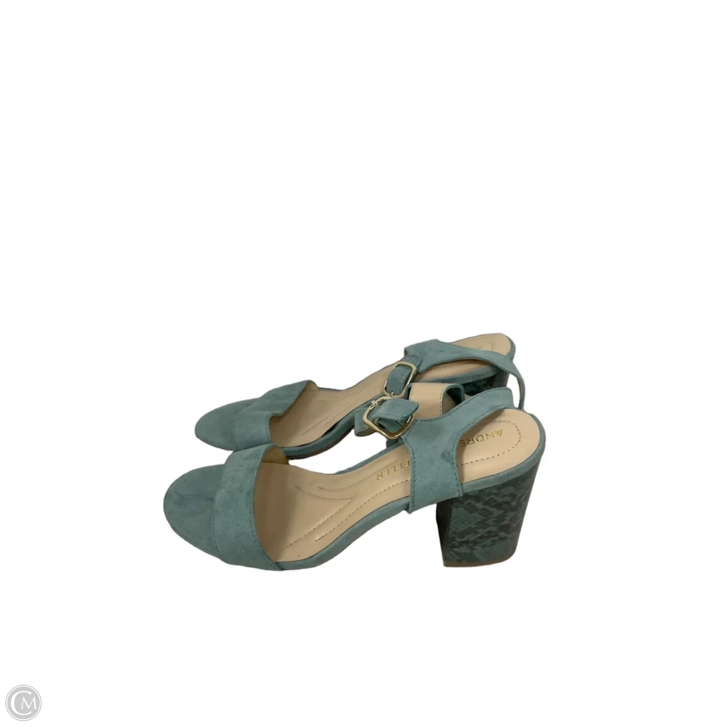 Sandals Heels Block By Andrew Gellar In Green, Size: 8.5