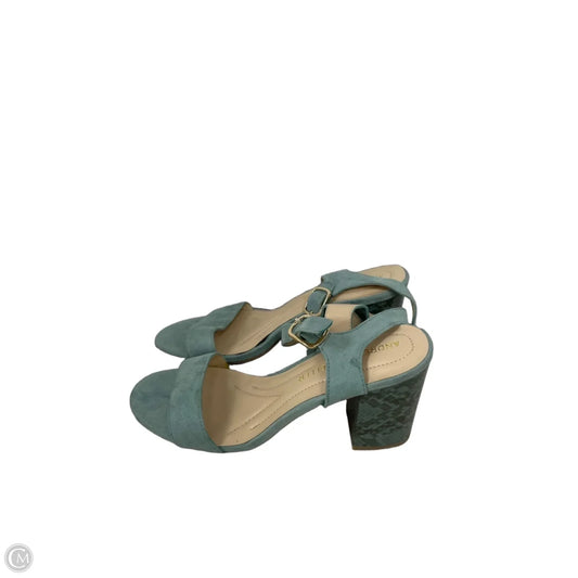 Sandals Heels Block By Andrew Gellar In Green, Size: 8.5