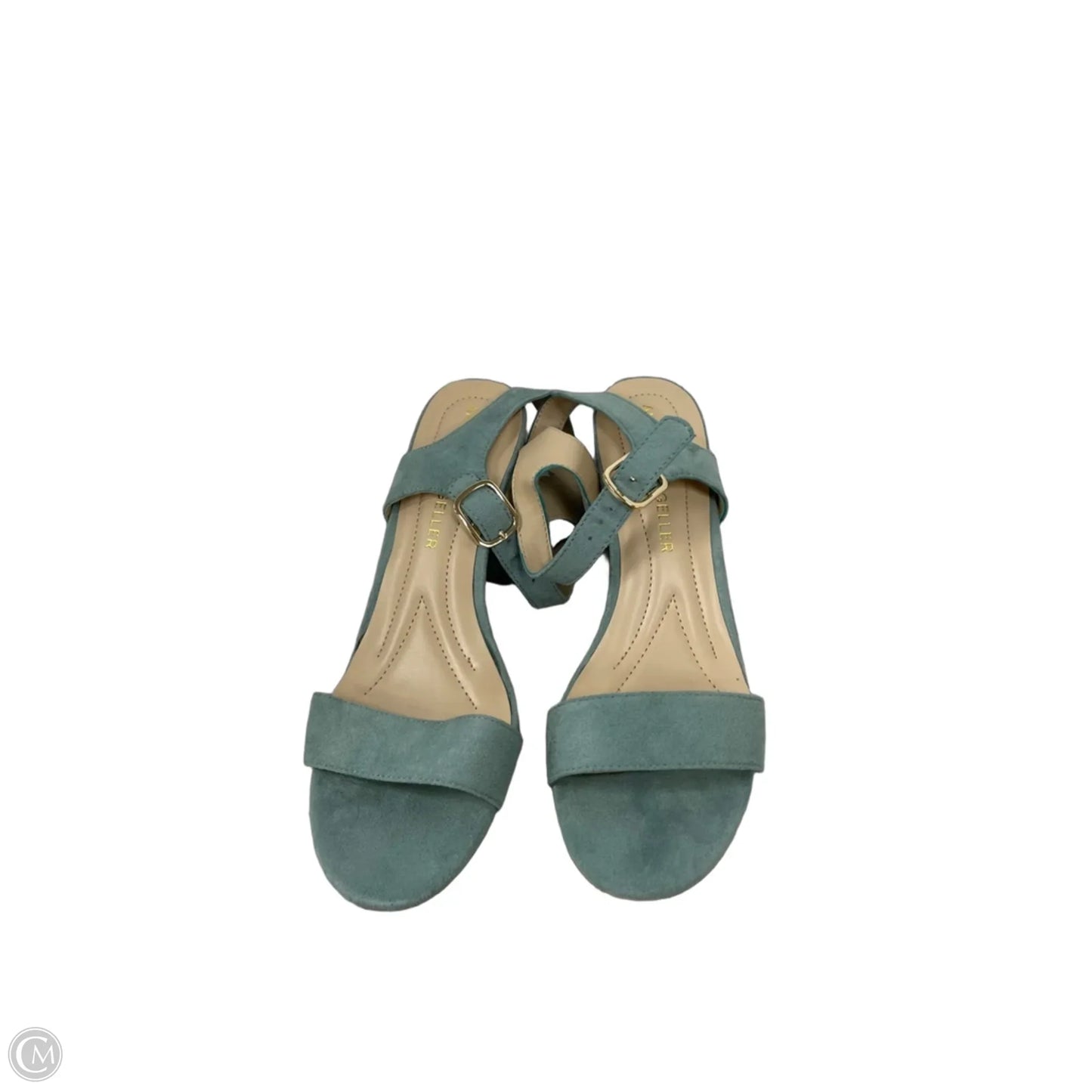 Sandals Heels Block By Andrew Gellar In Green, Size: 8.5
