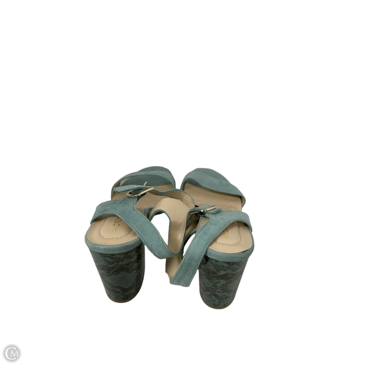 Sandals Heels Block By Andrew Gellar In Green, Size: 8.5