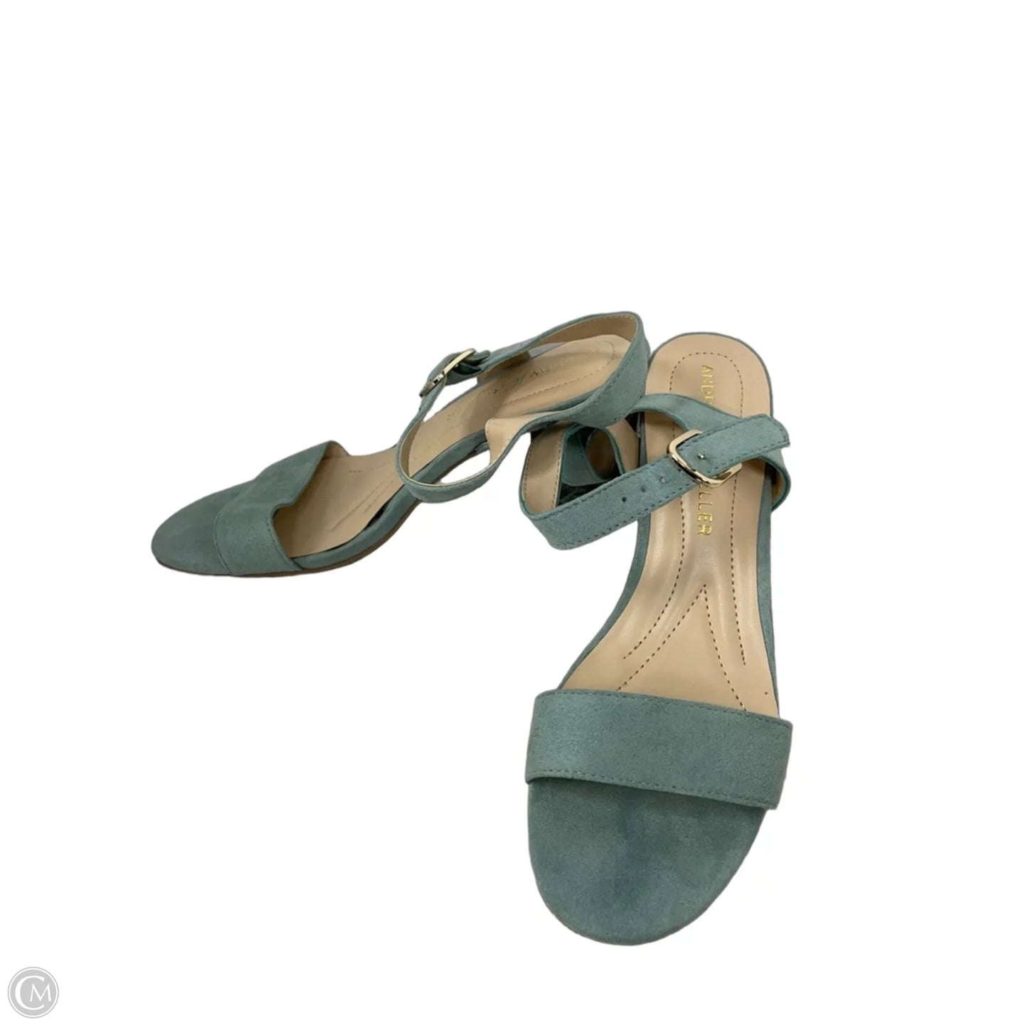 Sandals Heels Block By Andrew Gellar In Green, Size: 8.5