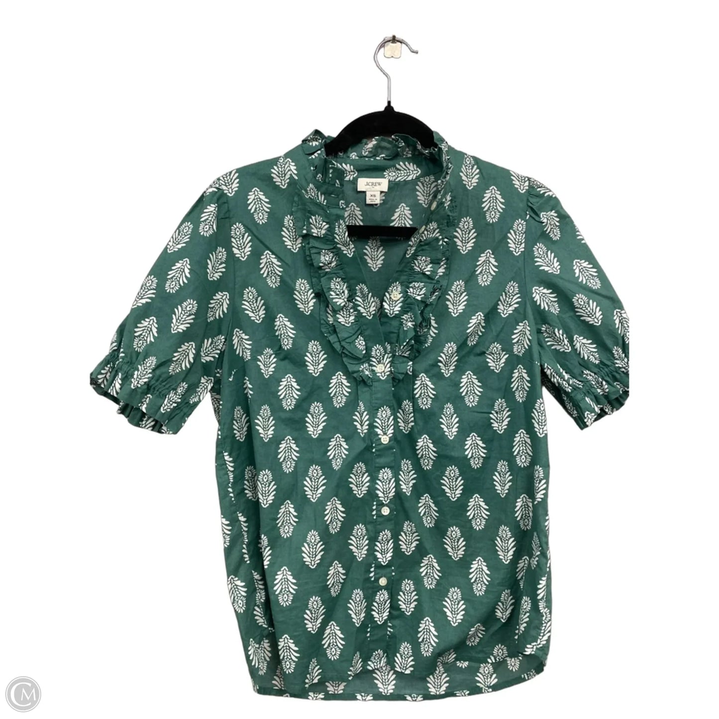 Top Short Sleeve By J. Crew In Green & White, Size: Xs