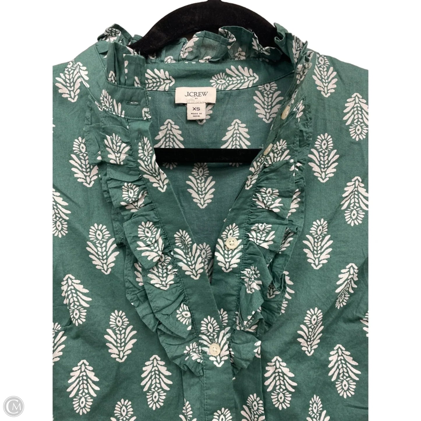 Top Short Sleeve By J. Crew In Green & White, Size: Xs