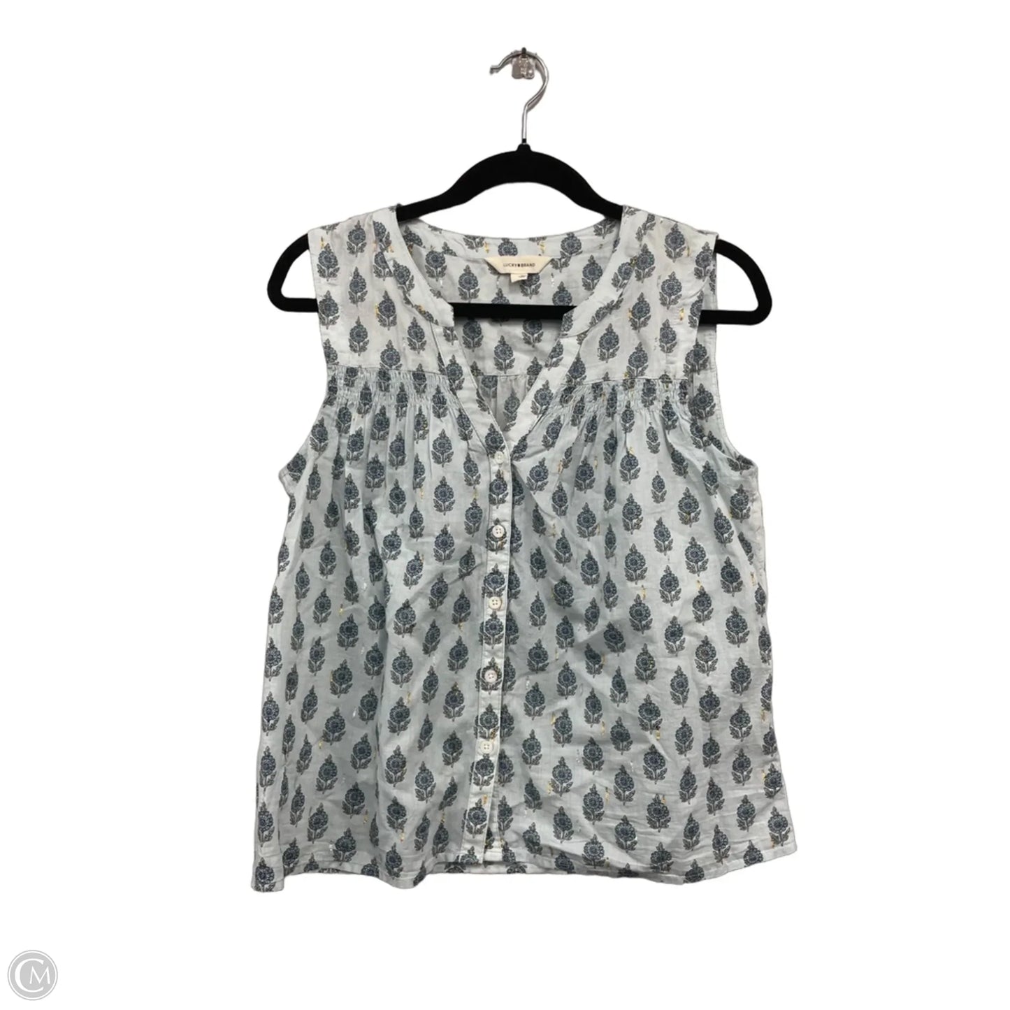 Top Short Sleeve By Lucky Brand In Blue & Green, Size: M