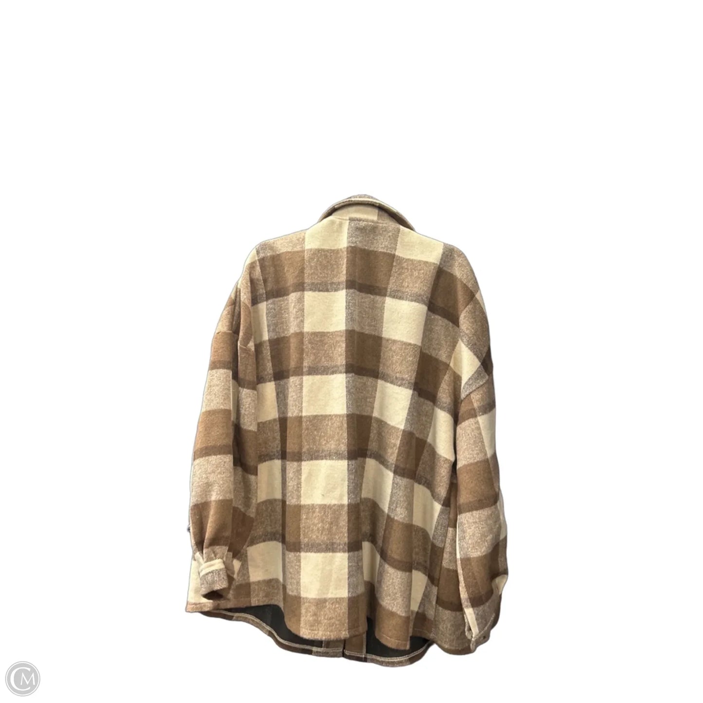 Jacket Shirt By Shein In Brown & Cream, Size: 4x