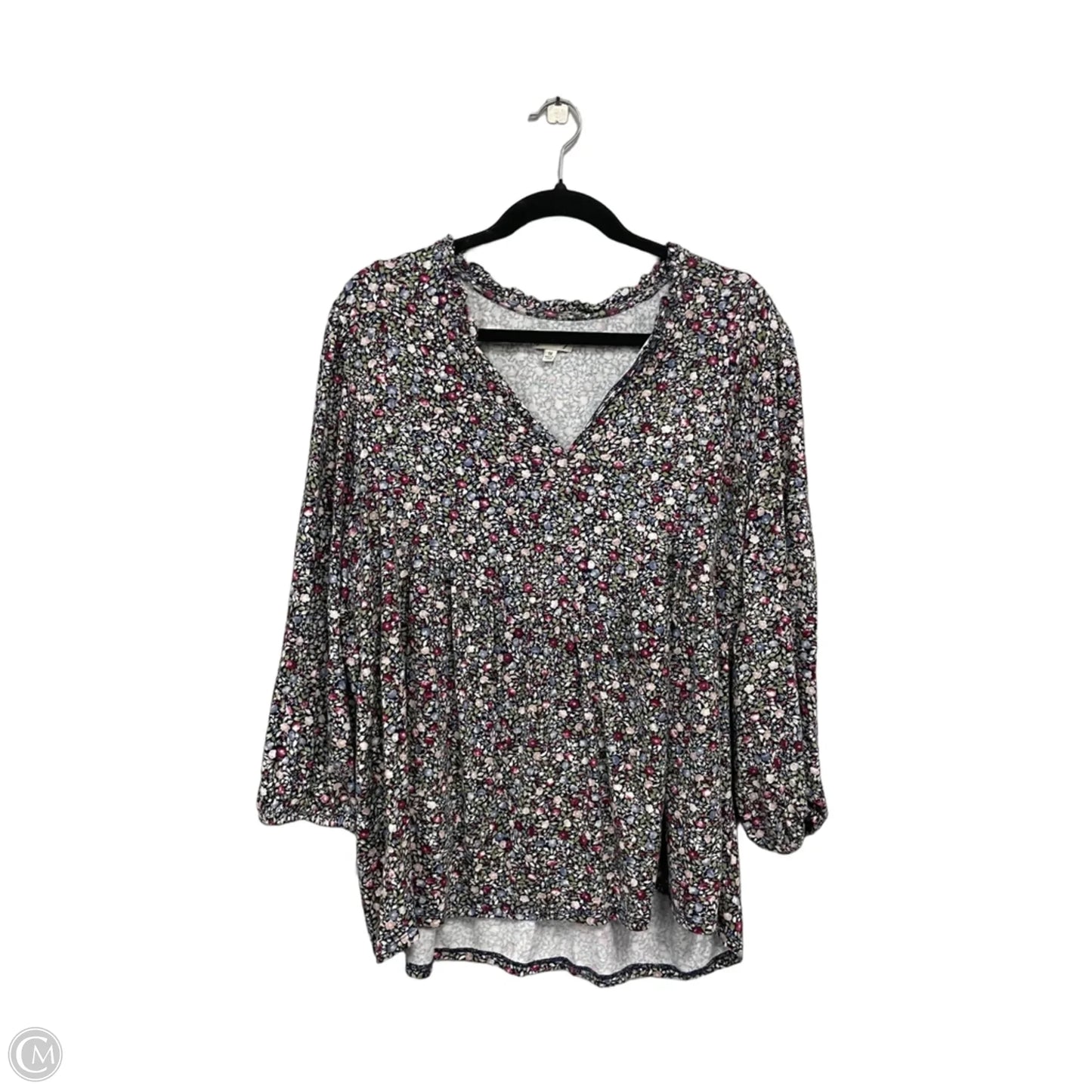 Top 3/4 Sleeve By Wonderly In Black & Pink, Size: 1x