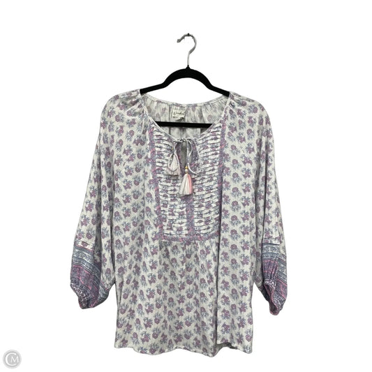 Top 3/4 Sleeve By Wonderly In Blue & Pink, Size: 1x