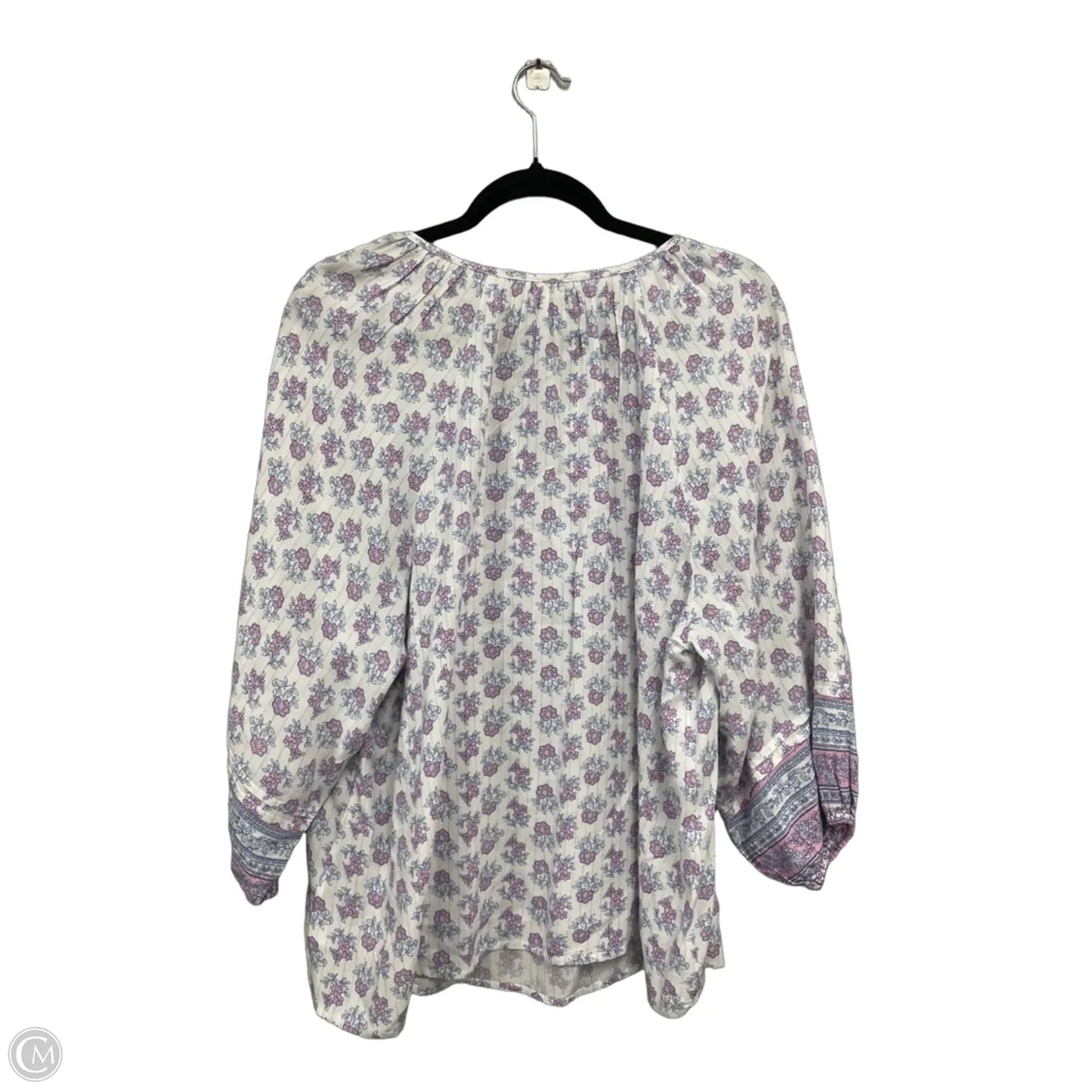 Top 3/4 Sleeve By Wonderly In Blue & Pink, Size: 1x