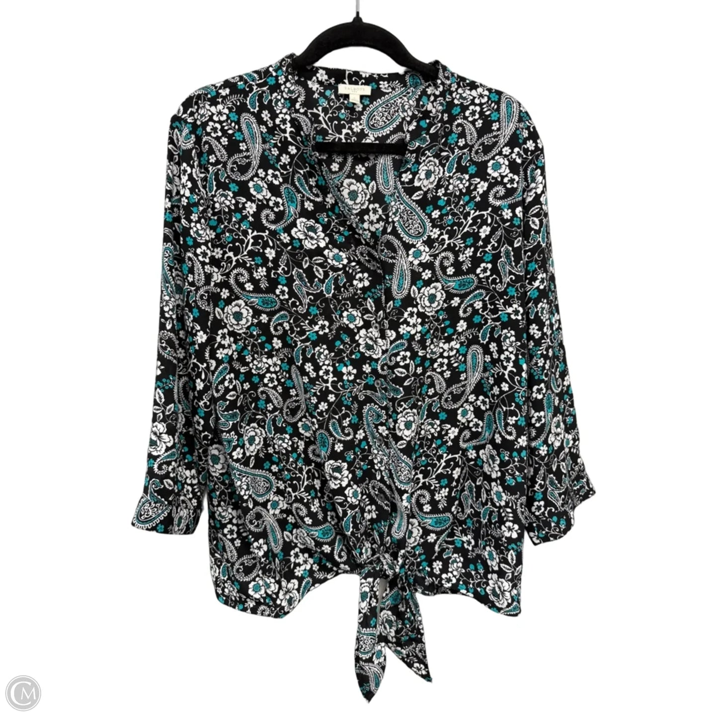 Top 3/4 Sleeve By Talbots In Black & Green, Size: L