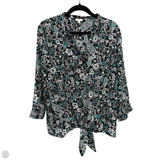 Top 3/4 Sleeve By Talbots In Black & Green, Size: L