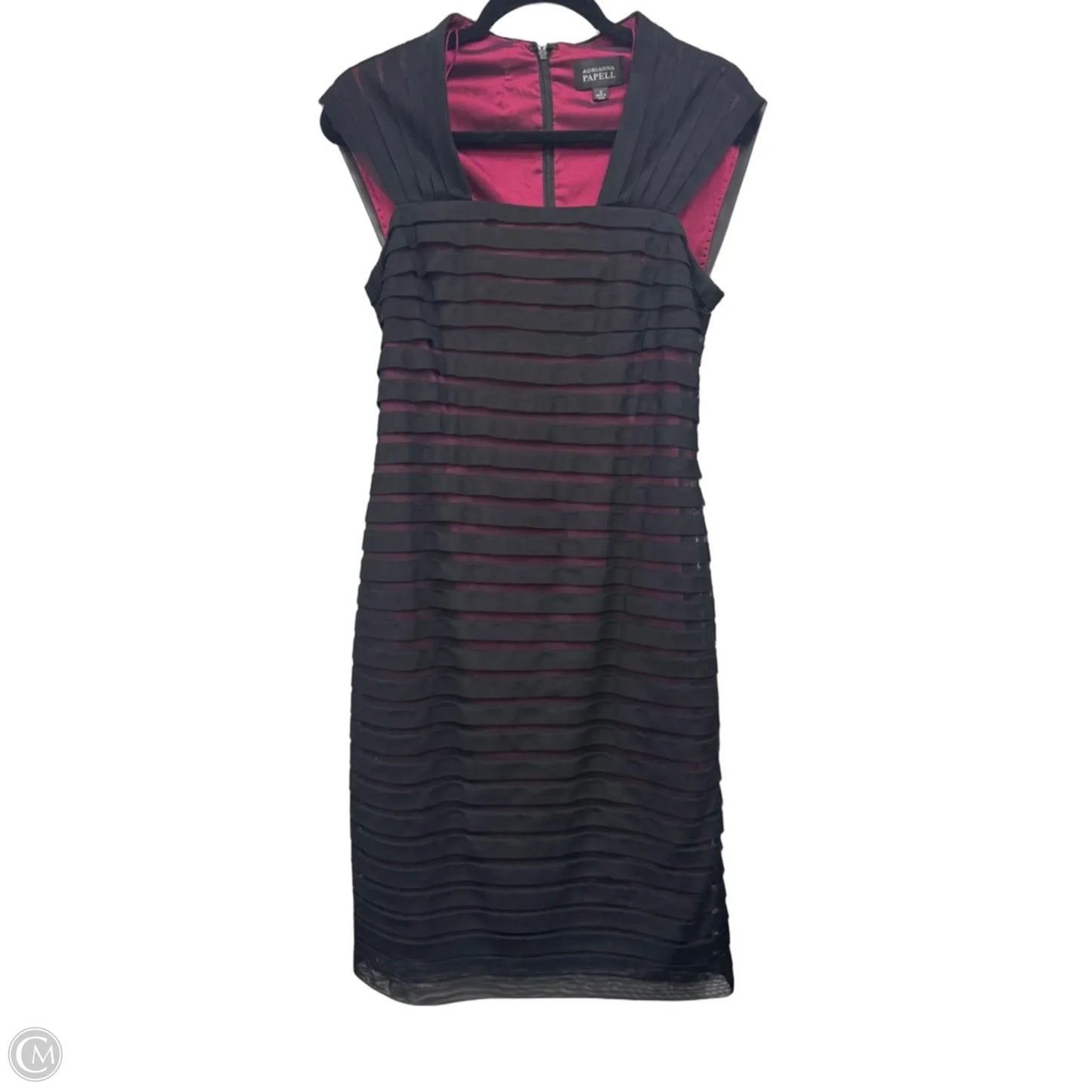 Dress Casual Midi By Adrianna Papell In Black & Pink, Size: 12