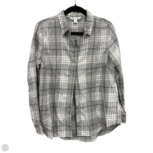 Top Long Sleeve By Old Navy In Grey & White, Size: L