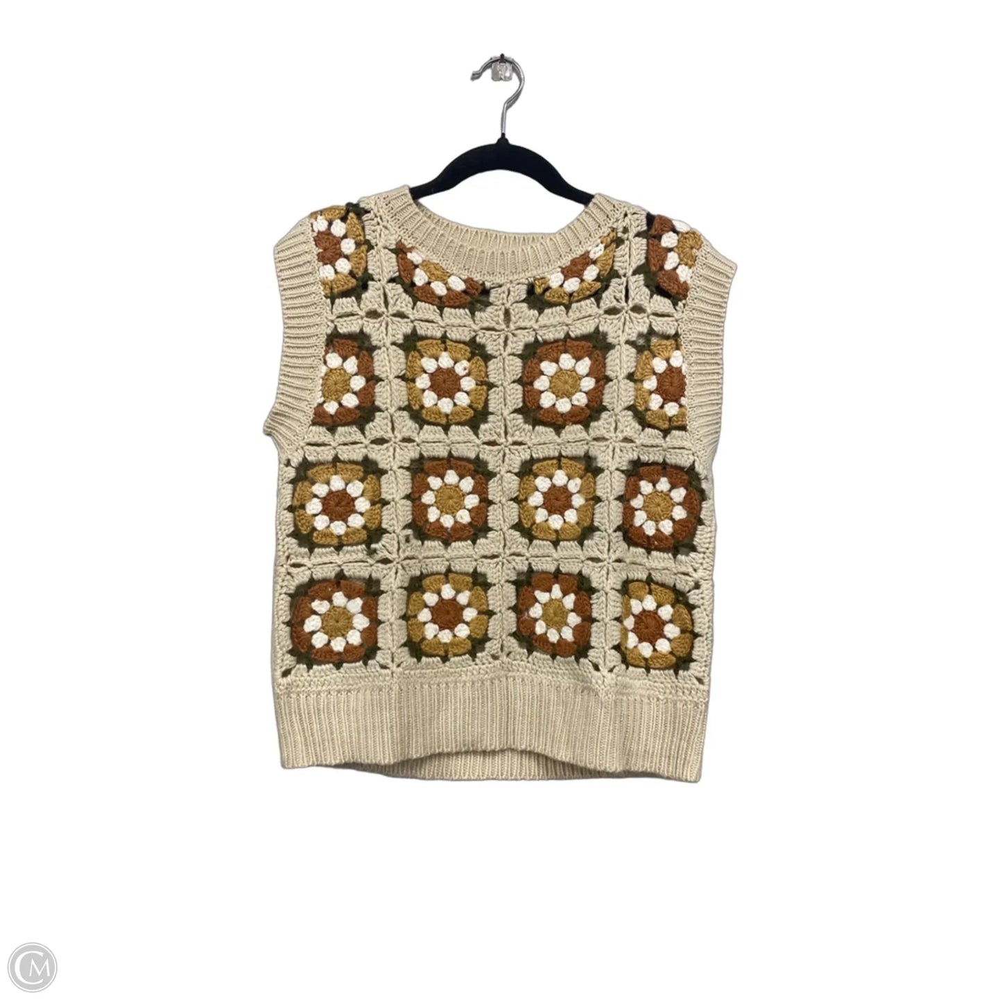 Sweater Short Sleeve By Anniewear In Orange & Tan, Size: L