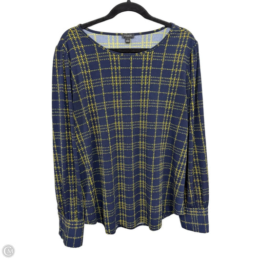 Top Long Sleeve By Ann Taylor In Blue & Yellow, Size: L