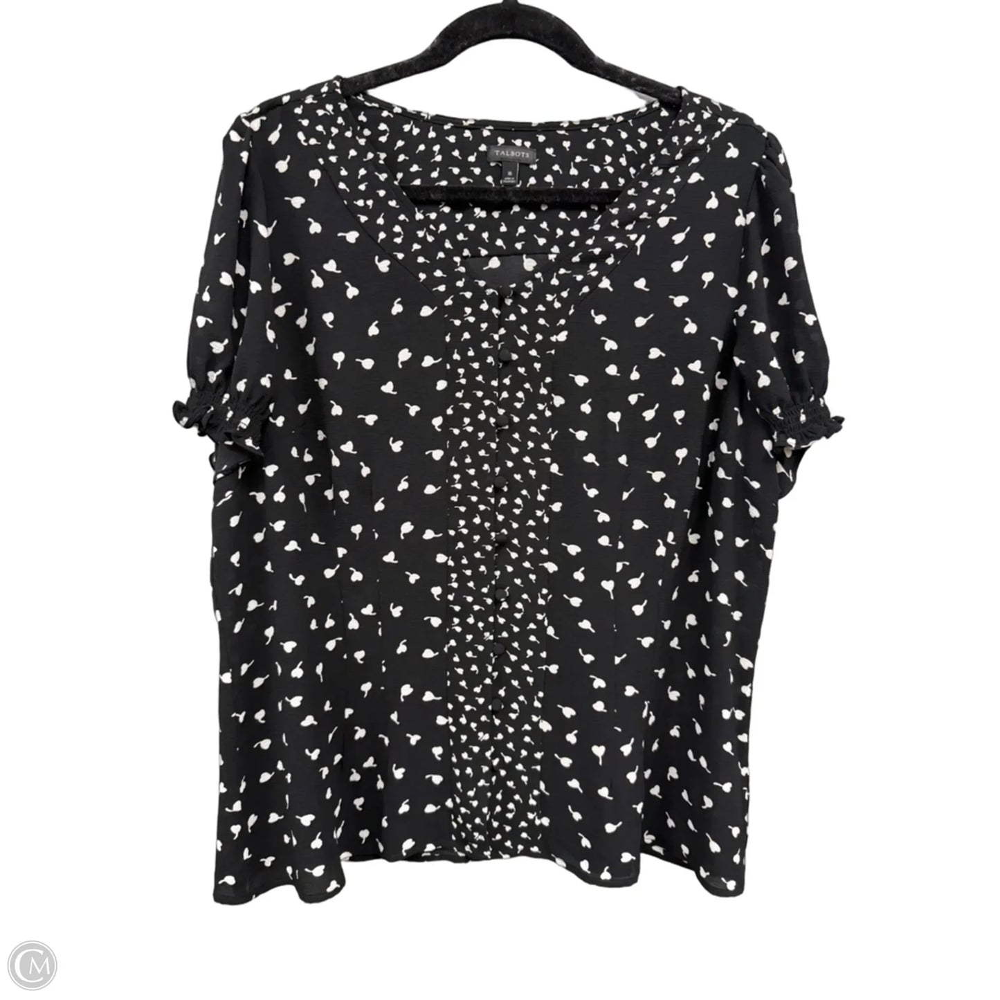 Top Short Sleeve By Talbots In Black & Cream, Size: 16