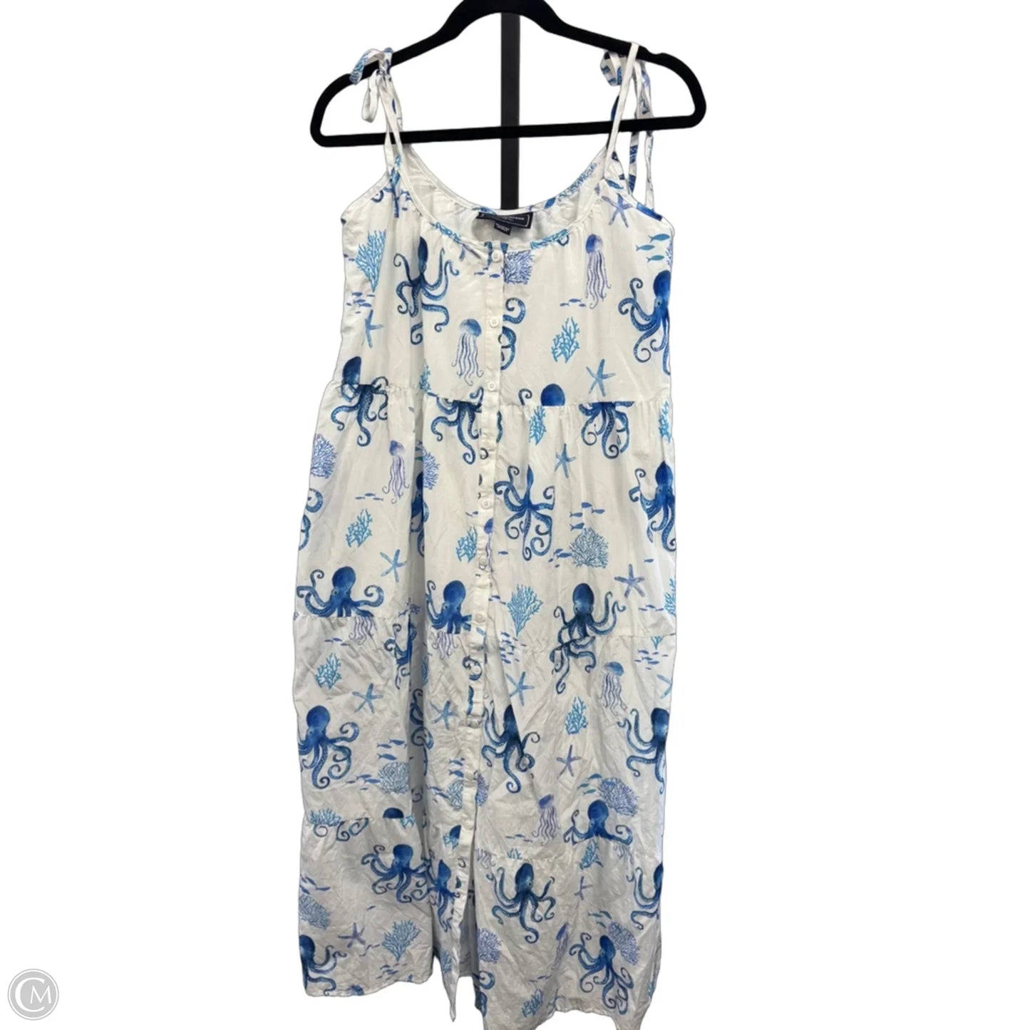 Dress Casual Maxi By Cmb In Blue & White, Size: Xl