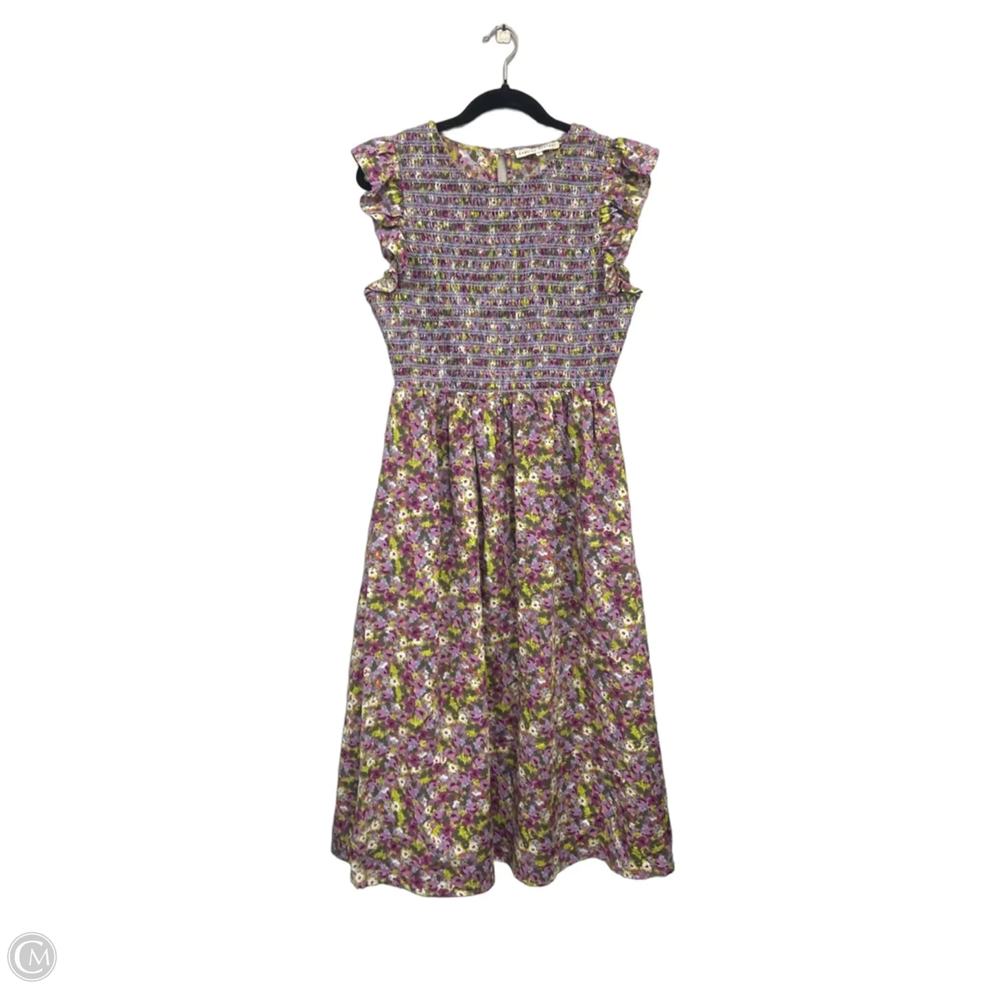 Dress Casual Midi By English Factory In Green & Purple, Size: M