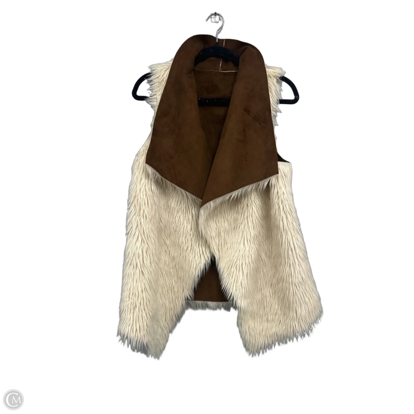 Vest Faux Fur & Sherpa By New Directions In Brown & Cream, Size: L