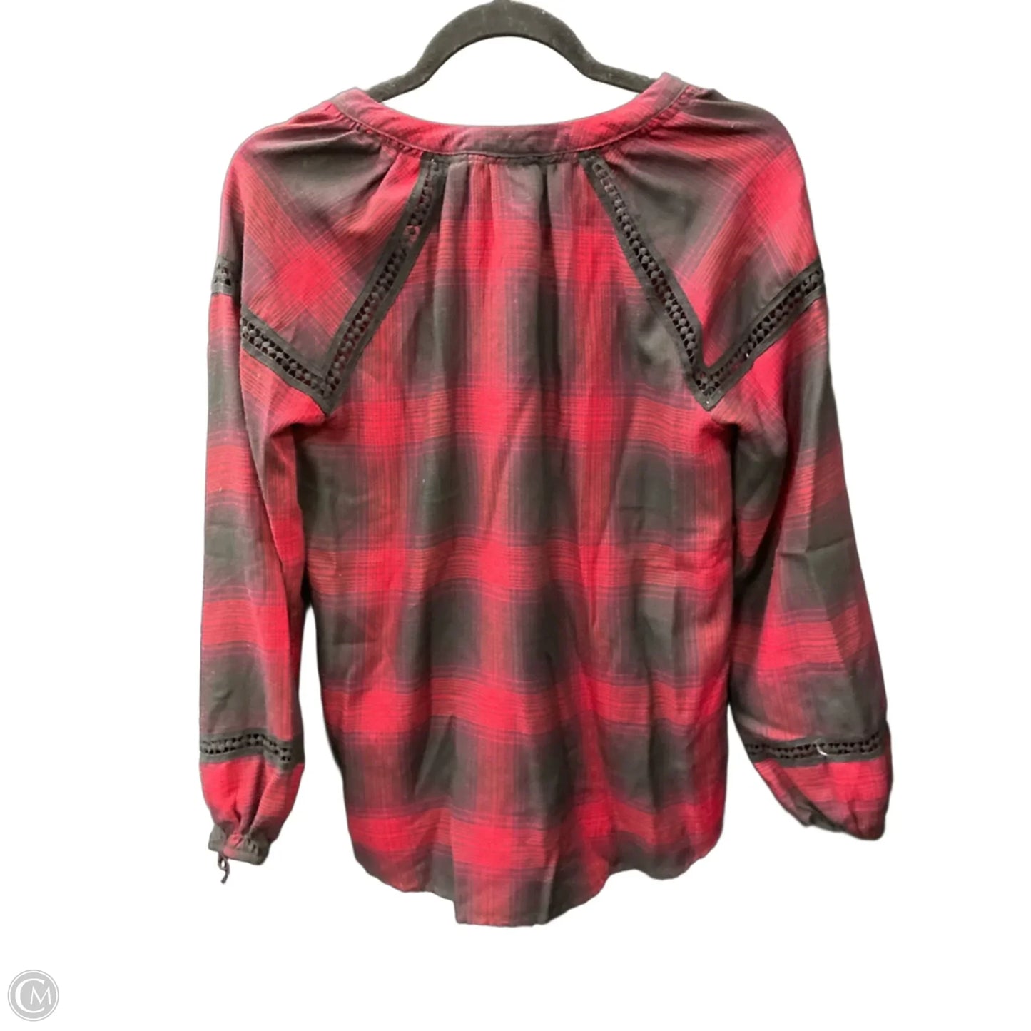 Top Long Sleeve By Knox Rose In Black & Red, Size: Xs
