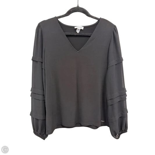 Top Long Sleeve By Calvin Klein In Black, Size: S