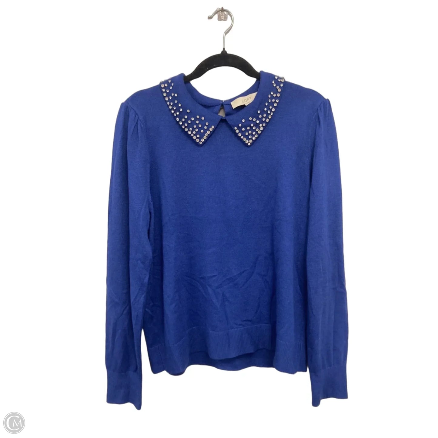 Sweater By Loft In Blue & Silver, Size: L