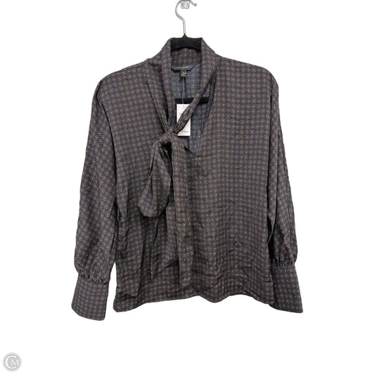 Blouse Long Sleeve By Banana Republic In Blue & Brown, Size: S